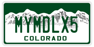 MYMDLX5 license plate in Colorado