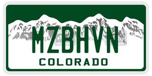 MZBHVN license plate in Colorado