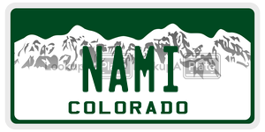 NAMI  license plate in CO