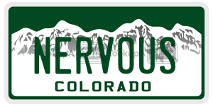 NERVOUS license plate in Colorado