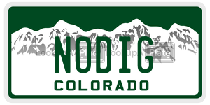 NODIG license plate in Colorado