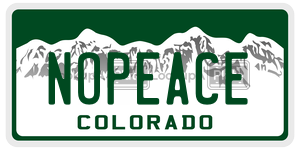 NOPEACE  license plate in CO