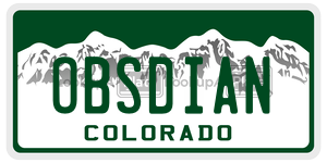 OBSDIAN  license plate in CO
