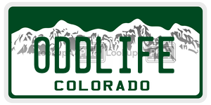 ODDLIFE  license plate in CO
