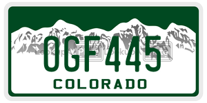 OGF445  license plate in CO