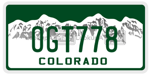 OGT778  license plate in CO
