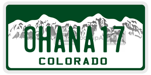 OHANA17  license plate in CO