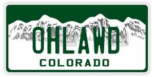 OHLAWD  license plate in CO