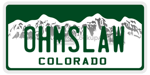 OHMSLAW  license plate in CO