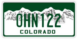 OHN122  license plate in CO