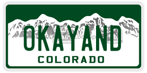OKAYAND  license plate in CO