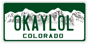OKAYLOL  license plate in CO