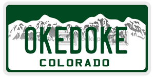 OKEDOKE  license plate in CO