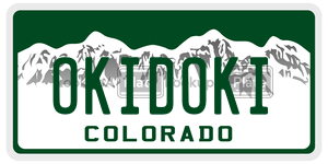 OKIDOKI  license plate in CO