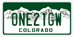 ONE21GW  license plate in CO