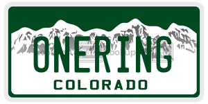 ONERING  license plate in CO