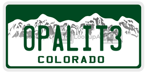 OPALIT3  license plate in CO