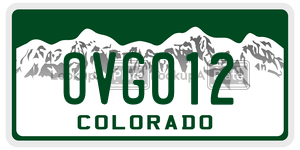 OVG012  license plate in CO