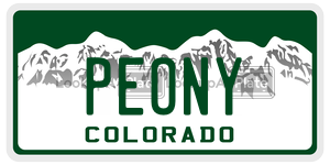 PEONY  license plate in CO