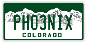 PHO3NIX  license plate in CO
