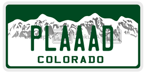PLAAAD  license plate in CO