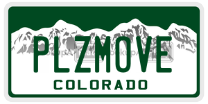 PLZMOVE license plate in Colorado