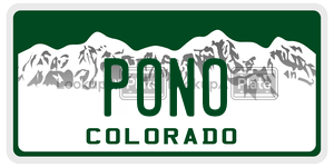 PONO  license plate in CO
