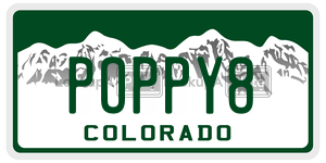 POPPY8  license plate in CO