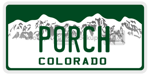 PORCH  license plate in CO