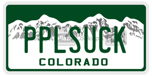 PPLSUCK license plate in Colorado