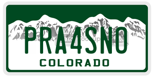 PRA4SNO license plate in Colorado
