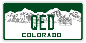 QED license plate in Colorado