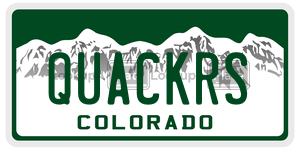 QUACKRS  license plate in CO