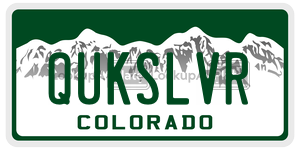 QUKSLVR  license plate in CO
