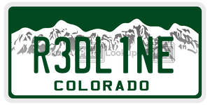 R3DL1NE  license plate in CO