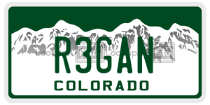 R3GAN  license plate in CO