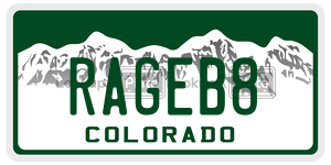 RAGEB8  license plate in CO