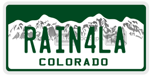 RAIN4LA  license plate in CO