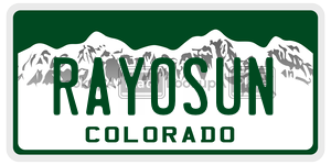 RAYOSUN  license plate in CO
