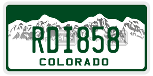 RDI858  license plate in CO