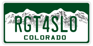 RGT4SLO license plate in Colorado