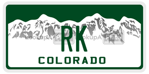RK  license plate in CO