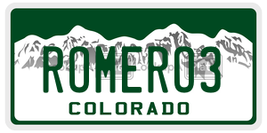 ROMERO3  license plate in CO