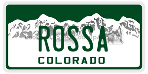 ROSSA  license plate in CO
