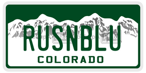 RUSNBLU  license plate in CO