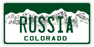 RUSSIA license plate in Colorado