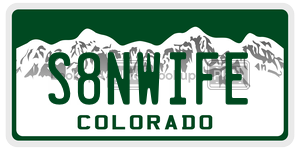 S8NWIFE  license plate in CO