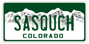 SASQUCH license plate in Colorado