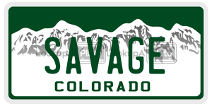 SAVAGE  license plate in CO