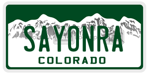 SAYONRA  license plate in CO